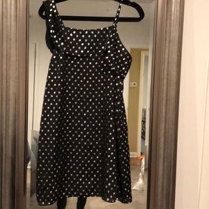 1 State black silver polka dot dress size small S